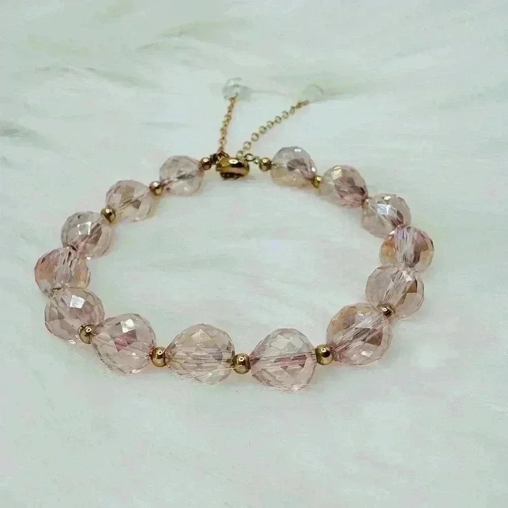 Sparkly Diana Pink Beaded Bracelet